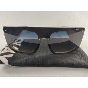 Quay Australia Fully Booked Matte Black Shield Sunglasses Oversized Blue...